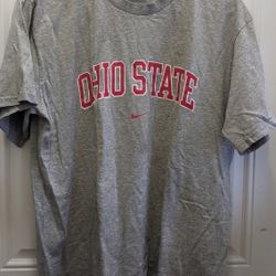 Nike Mens or Womens Gray OHIO STATE T-Shirt Size Medium 38-40. Cotton 90%, Polyester 10%. East/ West