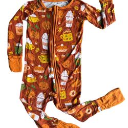 Little Sleepies Pumpkin Spice Print Zippy 12-18 Months Bamboo Zippy
