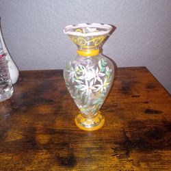 Hand Painted Tracy Porter Vintage Glass Decorative Vase
