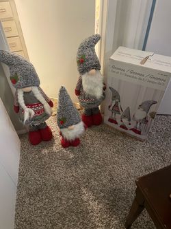 Set of 3 Christmas Decorative 28”-20” Tall Standing Gnomes