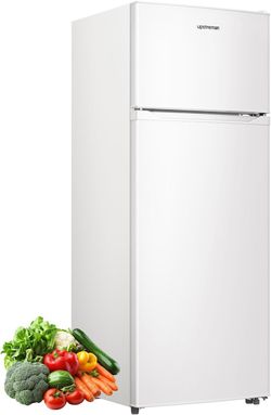 Upstreman 7.7 Cu Ft Apartment Refrigerator 2 Door Refrigerator with Freezer | Energy Efficient, Low Noise, 5 Adjustable Thermostat & Reversible Door f