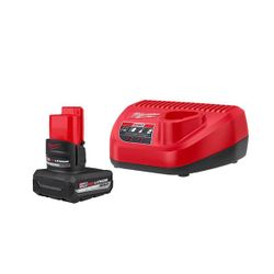 Milwaukee M12 XC High Output 5.0 Ah Battery & Charger Starter Kit plus 4.0 ah Masione Battery