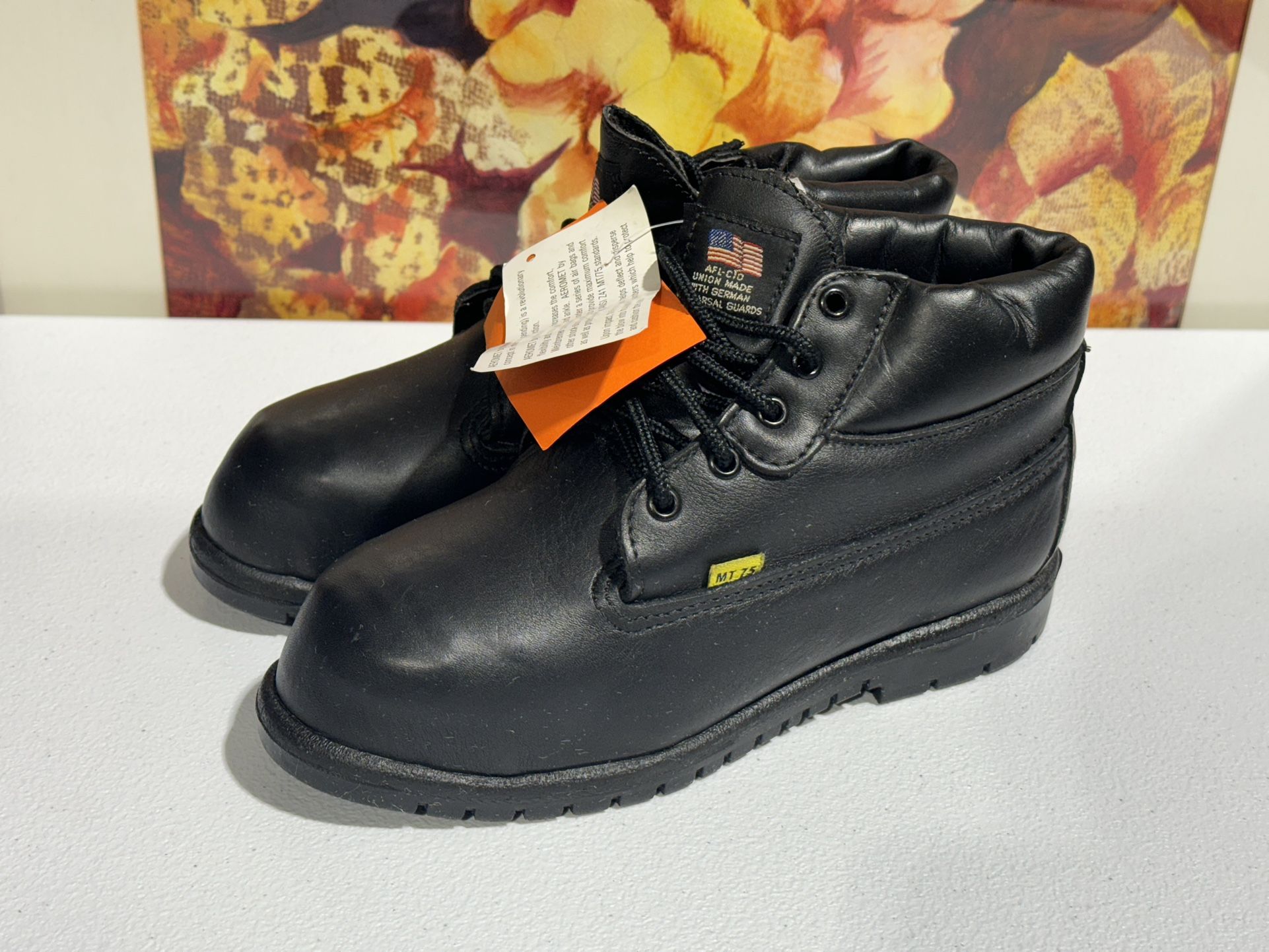MT 75 Work Boots Aeromet Black Leather Men’s Size 6.5 W