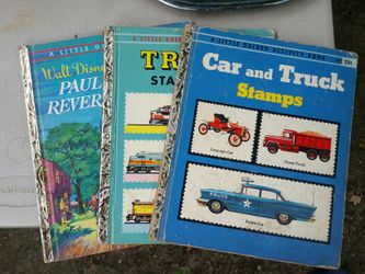 Car and truck and trains vintage Little Golden Books plus bonus Disney Paul Revere