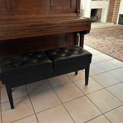 Piano Stool, Wood,Leather. Adjustable Height. 