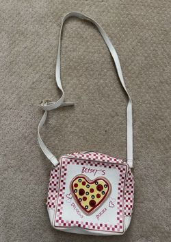 BETSEY JOHNSON Pizza Box White & Colorful Crossbody Shoulder Bag Purse