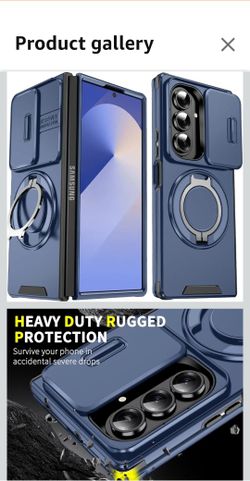 for Samsung Galaxy Z Fold7 Case with Slide Camera Cover, Military Grade Drop Protection Heavy Duty Shockproof with 360° Rotate Kickstand Case for Gala