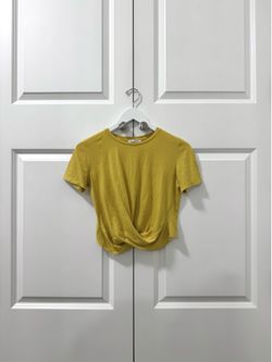 Zara Yellow Crop Top With Twist Detail