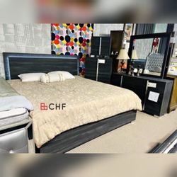 LED 4 Pc Queen Or Eastern King  Size Bedroom Set (Include bed frame ,dresser, mirror ,nightstand )