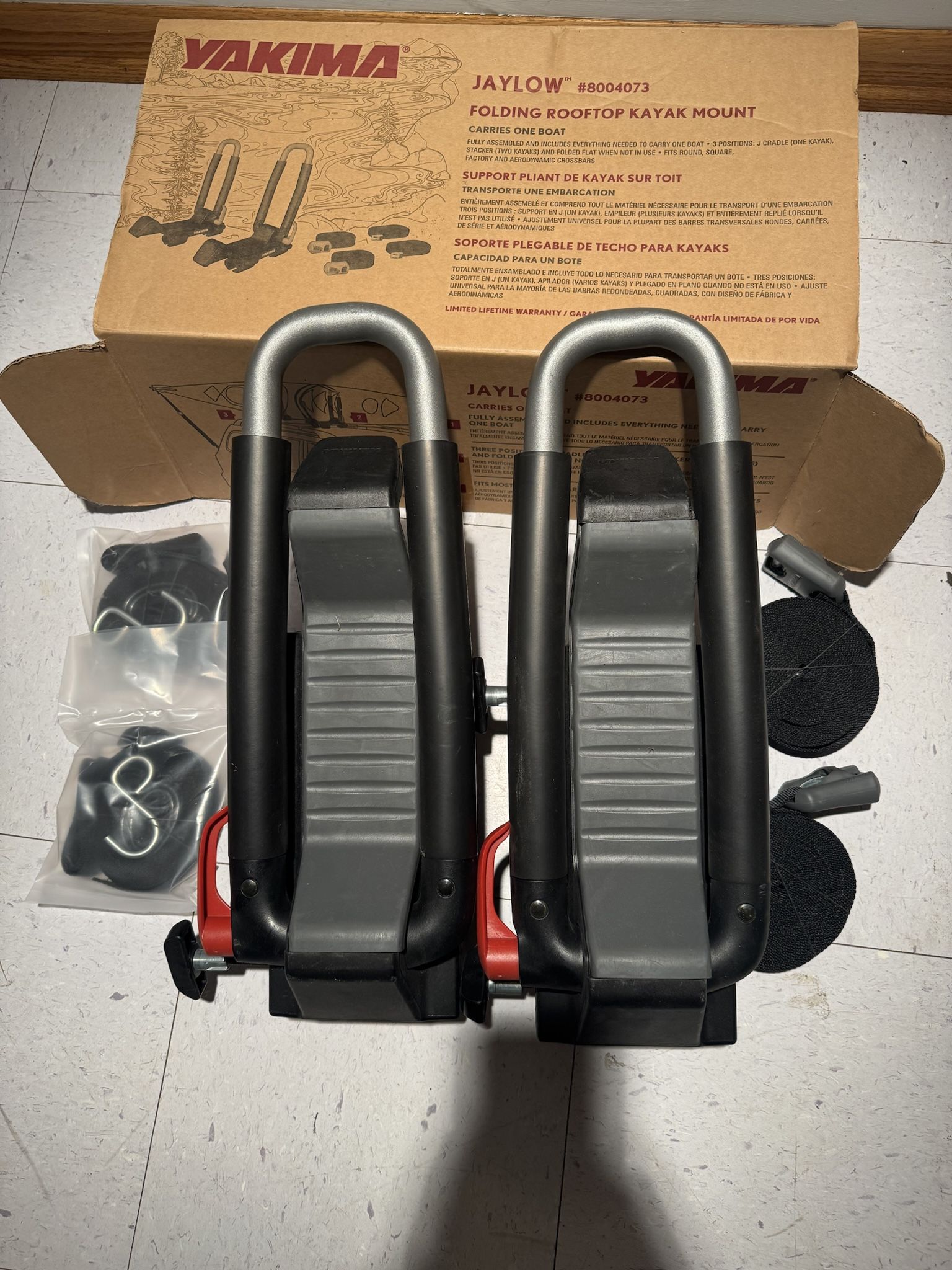 New! Yakima JayLow J-Cradle Rooftop Kayak Mount-model #on Box