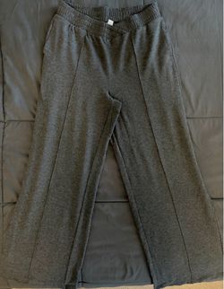 Gray Elastic Waist Casual Pants