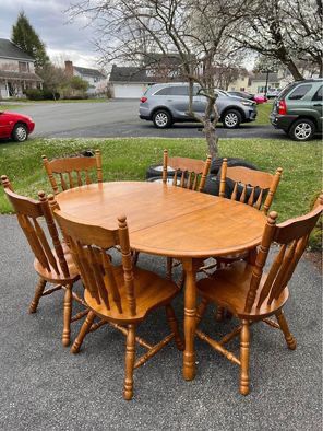 Wood Dining Room Table And Chairs With Leaf Extender 