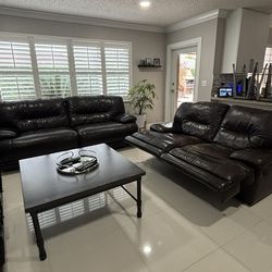 Leather Reclining Couch Living Room Set – Power & Manual