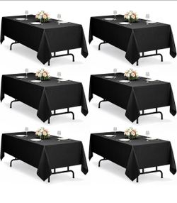 🖤✨ PACK OF 6 BLACK TABLECLOTHS – 60 x 84 INCHES ✨🖤