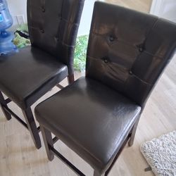 Black Leather Chair Set