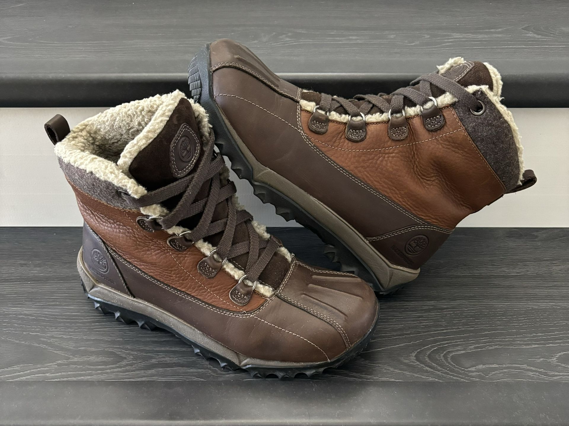 Timberland Mens Size 10.5 Woodbury Faux Shearling Waterproof Brown Boots Timberland Woodbury Faux Shearling Insulated Waterproof Duck  main image 2