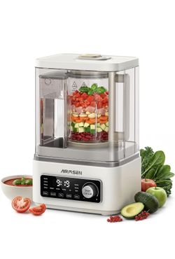 AIRMSEN 11-in-1 Steam Heating Glass Blender for Kitchen, 1200W Professional Countertop Blender with 68oz Removable Water Tank for Smoothies, Milkshake
