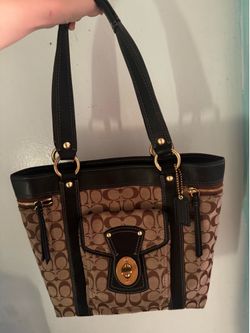 vintage tan and black coach purse