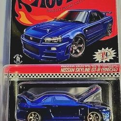 Hot Wheels RLC Skyline GTR R34 Blue Firm
