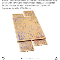 xinyoec Jigsaw Puzzle Board Table for Adults - Large Bamboo Puzzle Board  4 Drawers 1500 Pieces NEW