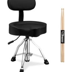 Stool Drum Black Leather 