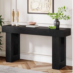 JW1022Tribesigns 63-Inch  Console Table,Farmhouse Wooden Sofa Table Behind The Couch, Narrow Entryway Table for Entrance, Hallway, Living Room (Black)