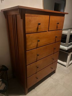 Tall Wood Dresser with 6 Drawers