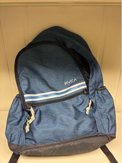 RVCA Blue Skate Backpack Tech School Bookbag White Stripe RVCA Logo
