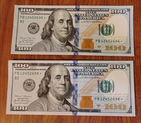 USA America Star note almost consecutive numbers $100 Dollars bills Banknotes currency