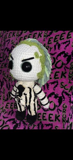2ft Handmade Plush Beetlejuice Crochet Doll