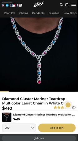 GLD Diamond Cluster Multicolor Lariat Chain