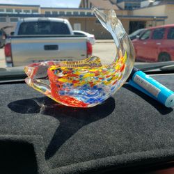 Glass Whale  Decoration  3 Inches  Long.  Beautiful. 