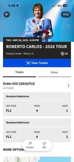 Roberto Carlos KASEYA concert tickets