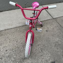 16’ Girl Bike With Training Wheels 