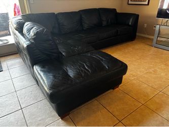 Leather sectional and TV stand