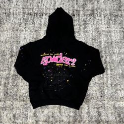 Spider Pink Hoodie Black