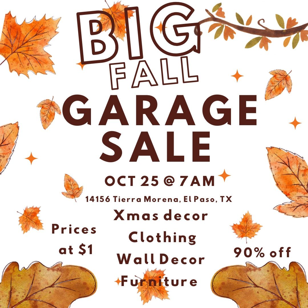 Big Garage sale! Today Saturday 
