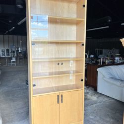 Solid Wood Display Cabinet Bookcase Wall Unit Storage