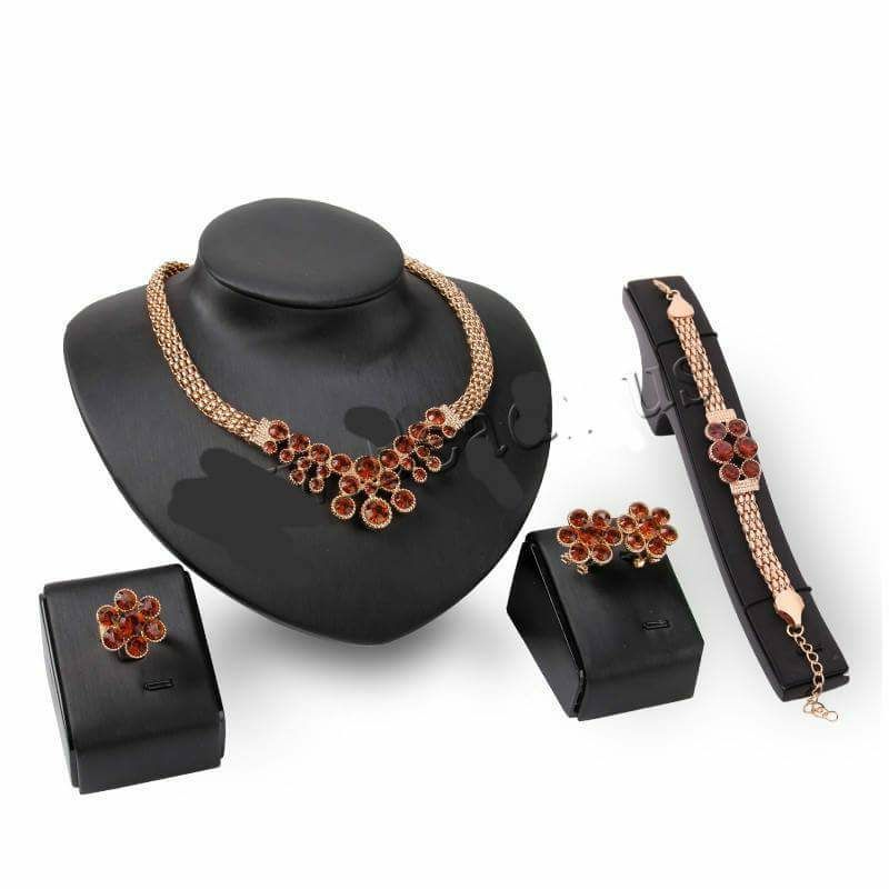 Beautiful necklace earrings bracelet ring set new