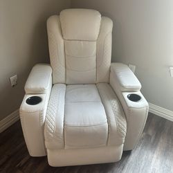 White Leather Recliner 