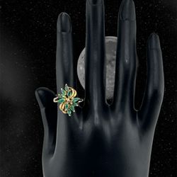 14k Ladies Solid Yellow Gold Marquee Ring 