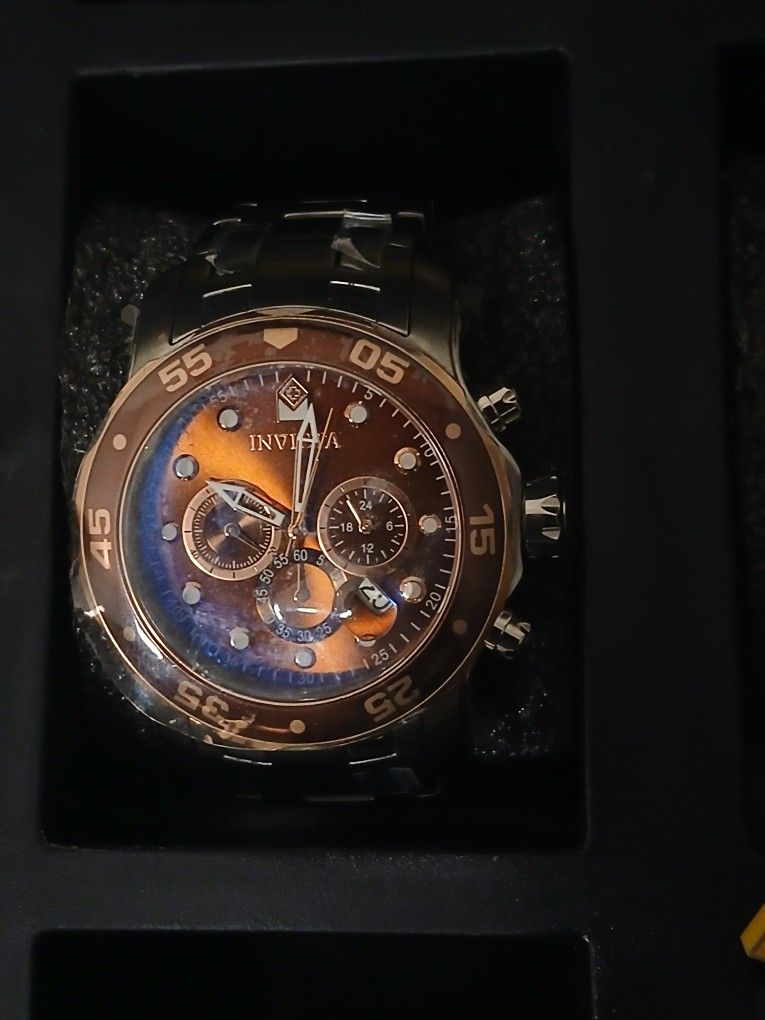 Invicta 33997 PRODIVER 48mm Brown Dial Brown Bezel Silver SS Quartz Chrono NEW