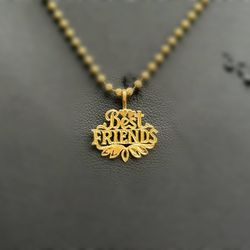 Jewelry 14k solid yellow gold best friends Pendant charm