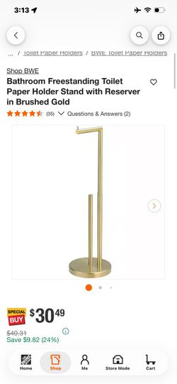 BWE Freestanding Toilet Paper Holder Brushed Gold