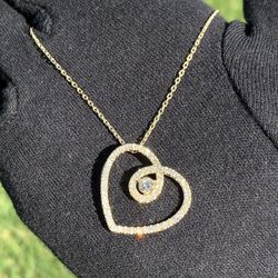 Yellow Gold Diamond Heart Pendant w/ Chain