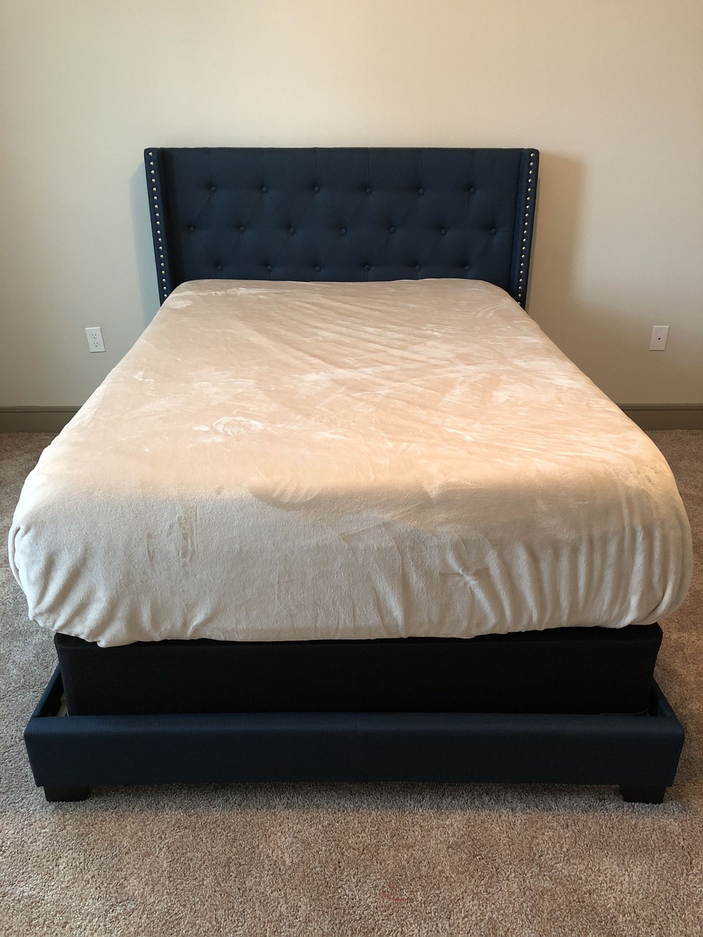 Navy blue bed FRAME,(mattress not included) used only 4 months