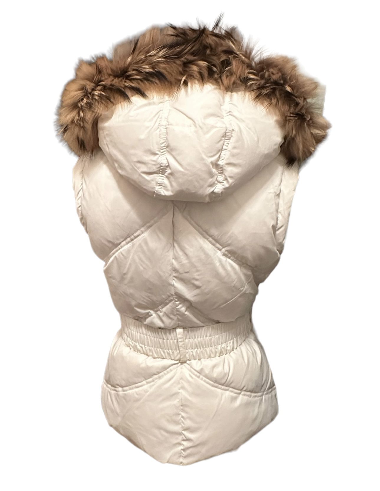 Mayo Chix Down Puffer Vest With Fur Hood. Medium