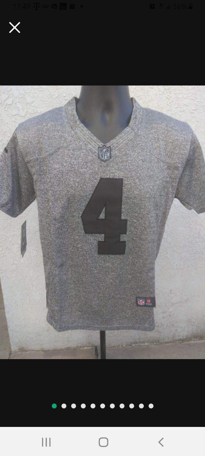 Raiders New Rare Carr Charcoal Gray Jersey 