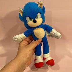Sonic the Hedgehog 2 Movie Sonic Plush Toy Stuffed Animal 11” long Good Used Co… 