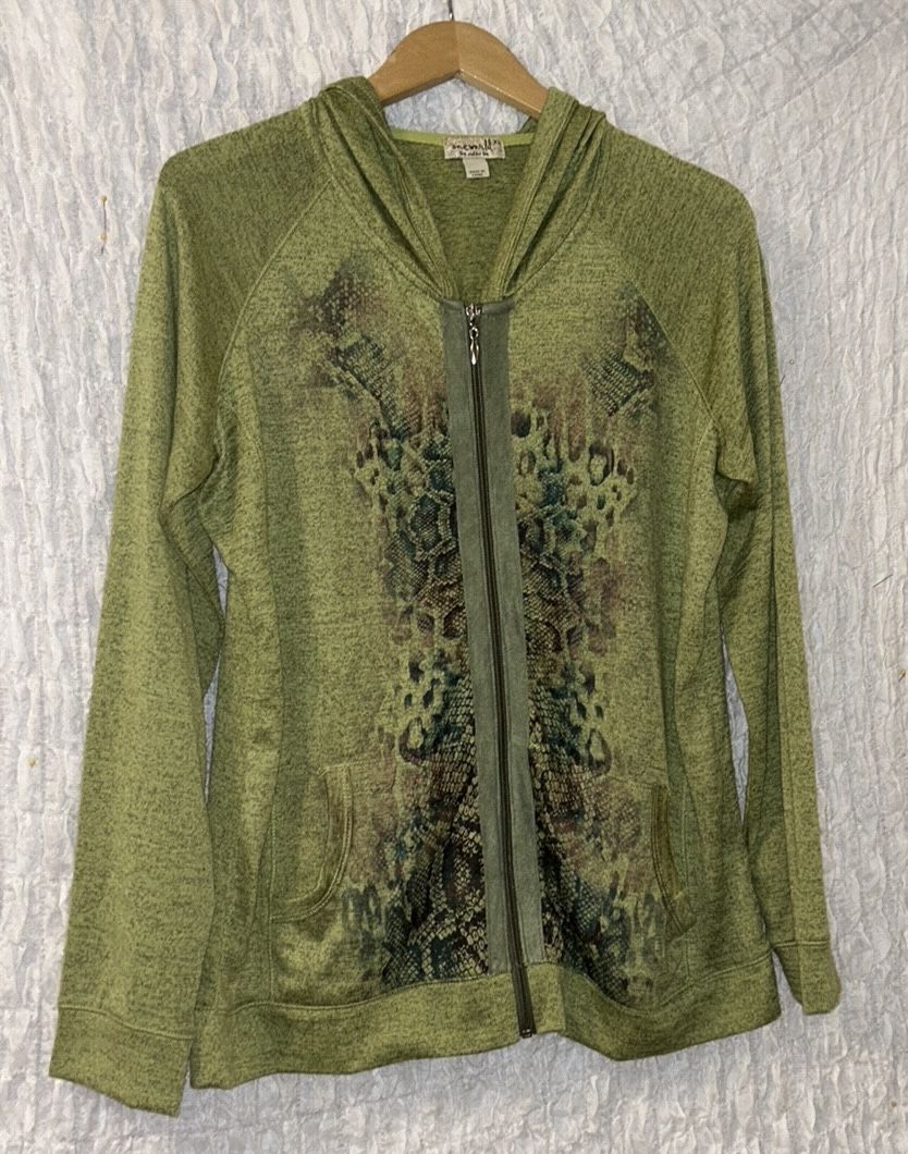 one world - live and let live: Zip Front Cardigan, Hooded, Pockets, Size: XL